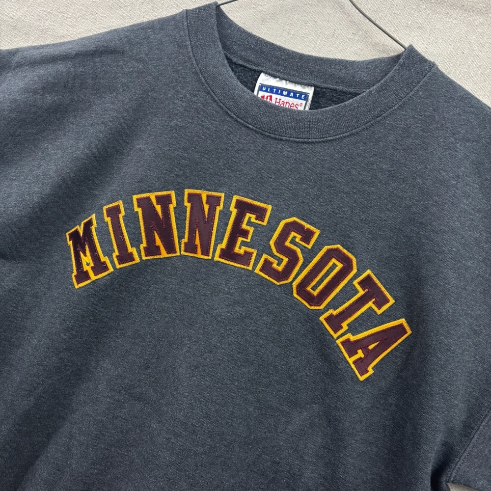 Hanes Ultimate Cotton Minnesota Sweatshirt Mens Medium Gray Crewneck‎ Vintage